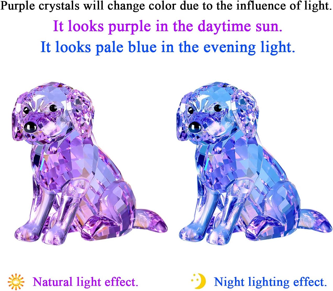 Crystal Labrador Dog Puppy Figurine Animals Lovely Craft Home Decor Ornaments Collectible Birthday Gifts (Purple)