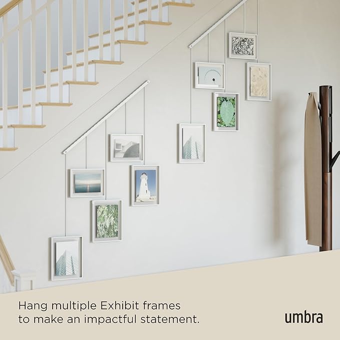 Umbra Exhibit Picture Frame Gallery Set, Adjustable Wall Collage Displays Five Photos (Two 4x6" and Three 5x7"), Set of 5, White
