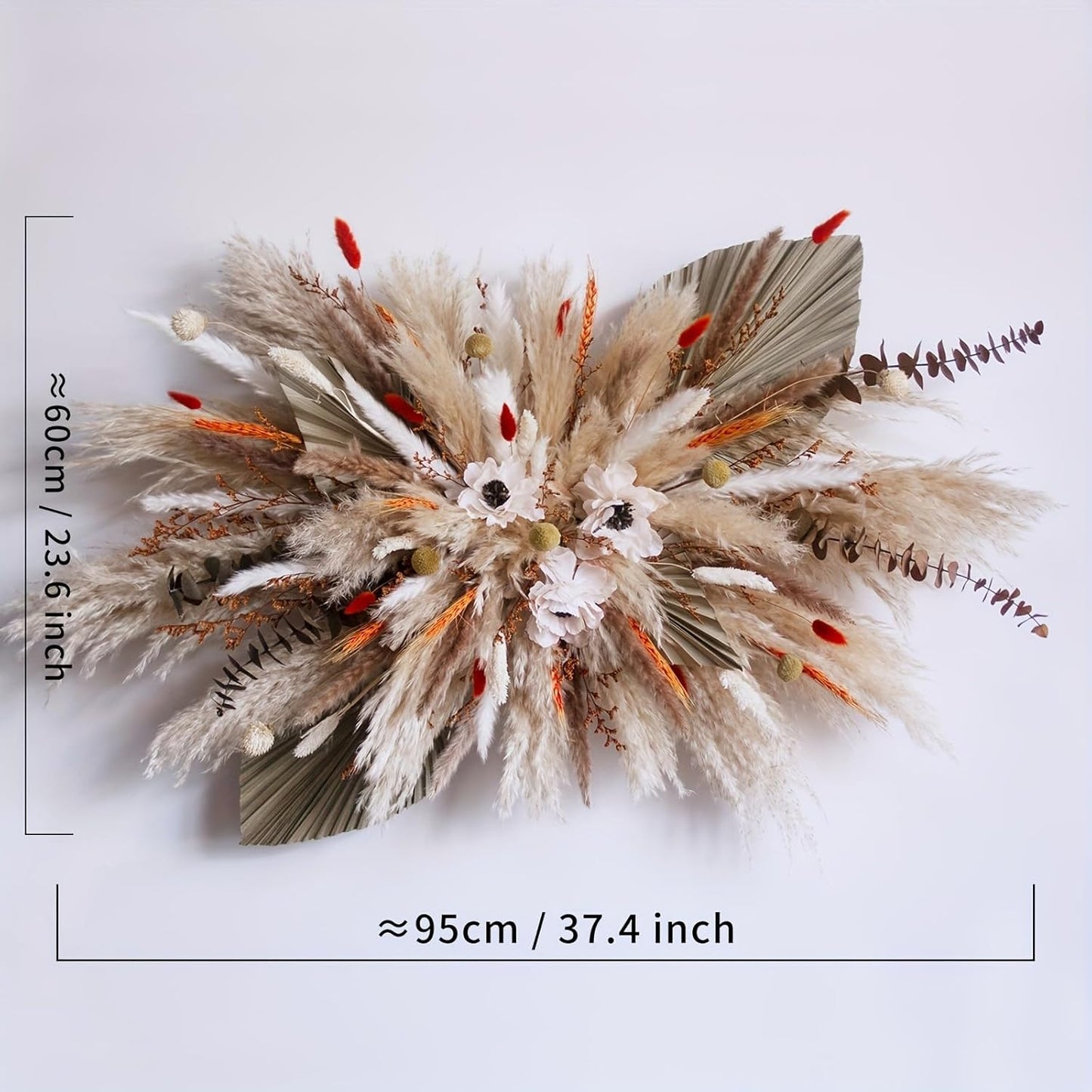 Elegant Boho Wedding Arch Decor - Natural Pampas Grass & Eucalyptus Dried Flower Arrangement for Valentine's Day, Rustic Farmhouse Weddings & Special Occasions