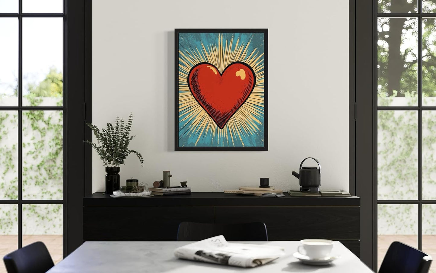 Heart Pop Art Poster Print, Vintage Retro Wall Art Decor Paintings Classic Artwork for Bedroom Living Room Decorations. (Heart, 16x20 inches (Unframed))