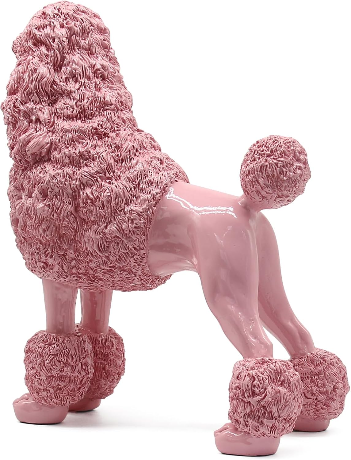 Lukitas Standing Pink Poodle Sculpture Decor, Decorative Dog Statue, Animal Ornament for Garden Home, Resin 10''