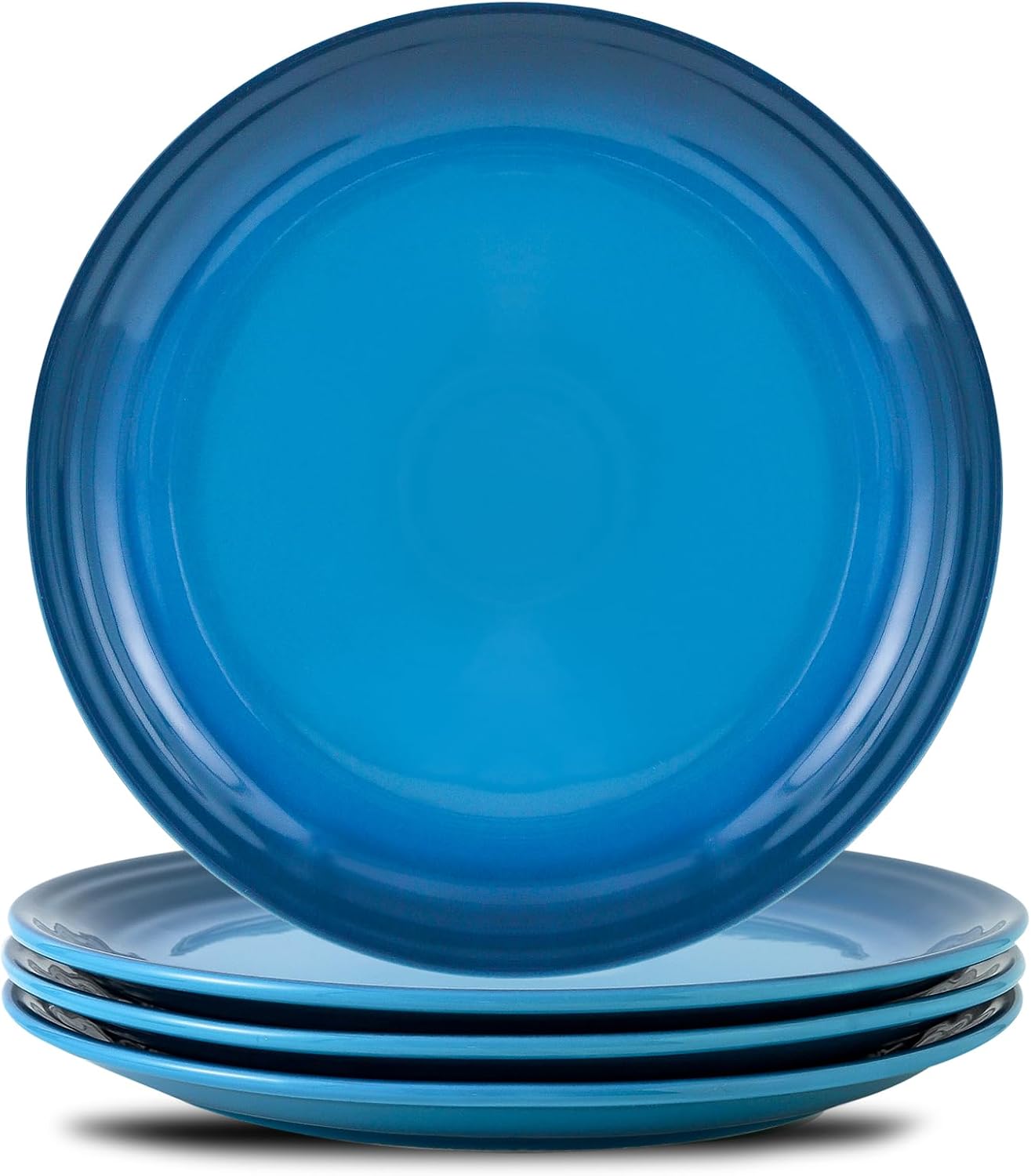 Hasense Ceramic Dinner Plates Set of 4, 10 Inch Premium Dinnerware Dishes, Salad Serving Plates Elegant & Durable, Oven, Microwave & Dishwasher Safe, Perfect for Family and Entertaining, Gradient Blue