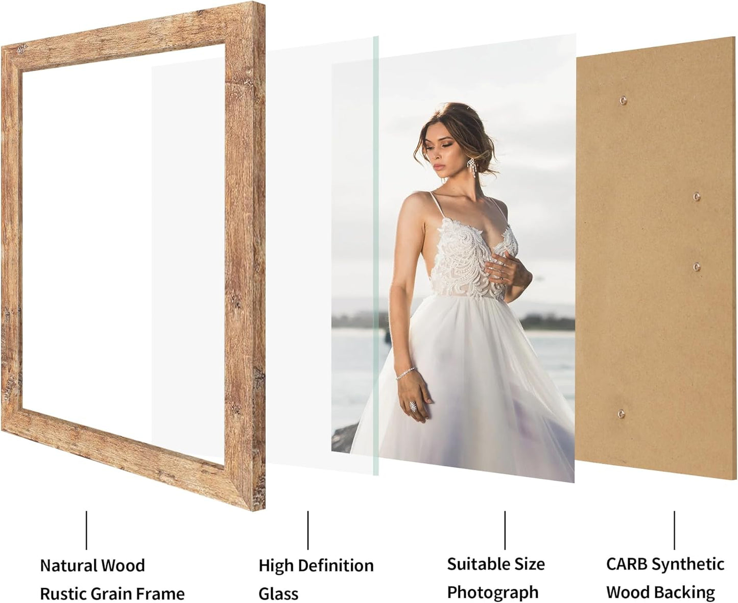 iRahmen 8.5x11 Picture Frame Set of 2, Rustic Brown Certificate Frame with High Definition Real Glass, Wood Photo Frames 8.5 by 11 Diploma Document for Wall Hanging and Tabletop Display