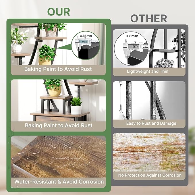 10-Tier Tall Plant Stand Indoor with Grow Lights, 65" Corner Plant Shelf with Storage Drawer, Metal Plant Rack for Multiple Plants, Waterproof & Sturdy Display Holder for Living Room, Patio