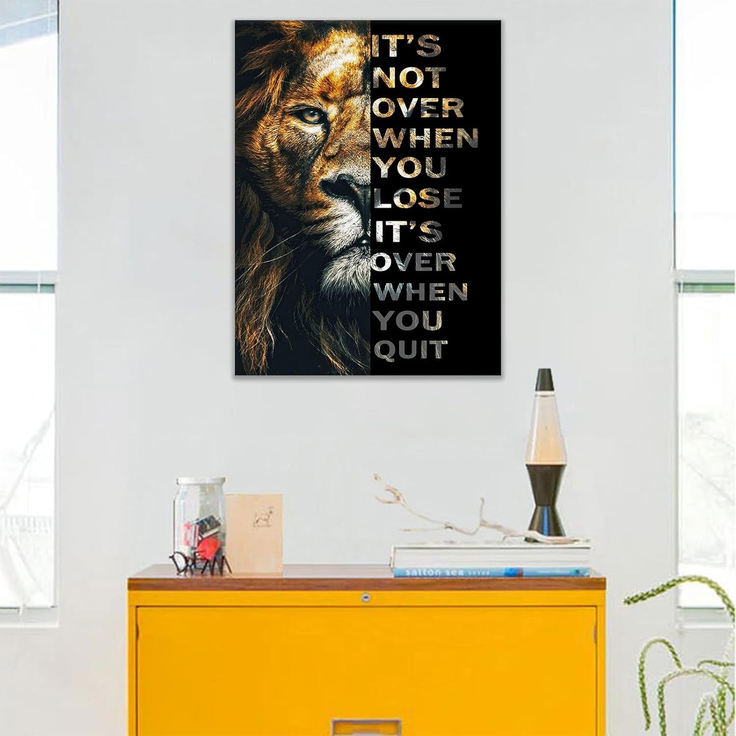 Lion motivational Posters Animal Canvas Print Wall Art Inspirational Quote Picture Painting Modern Home Decor Inspiring Artwork Decor for Living Room Bedroom Office Ready to Hang [18''W x 24''H]