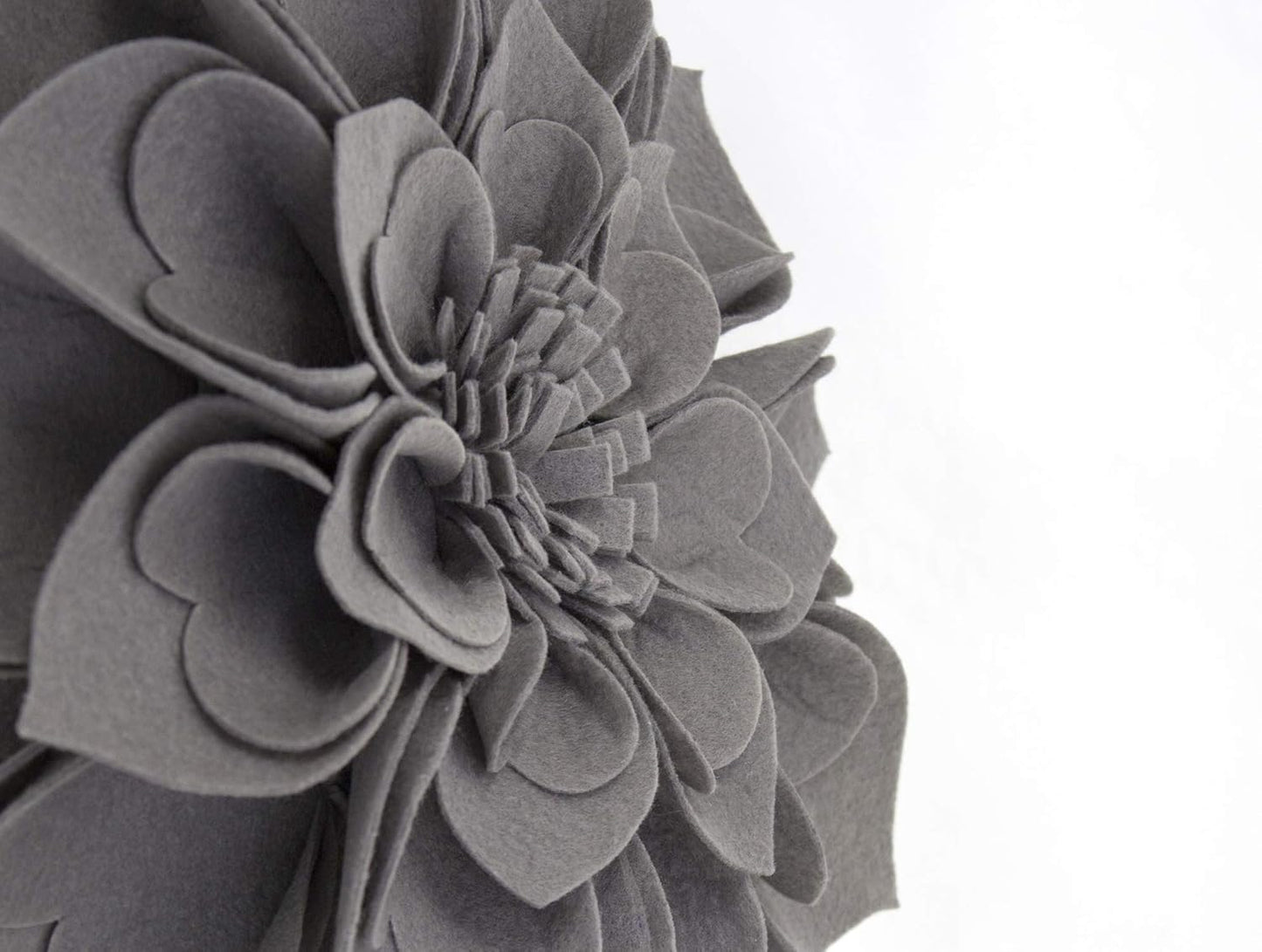 Fennco Styles Handmade 3D Heart-Shaped Petals Flower Decorative Throw Pillow Cover Only - 13" Round Slate Floral Pillow Case for Couch, Home Décor and Holiday, Housewarming Gift