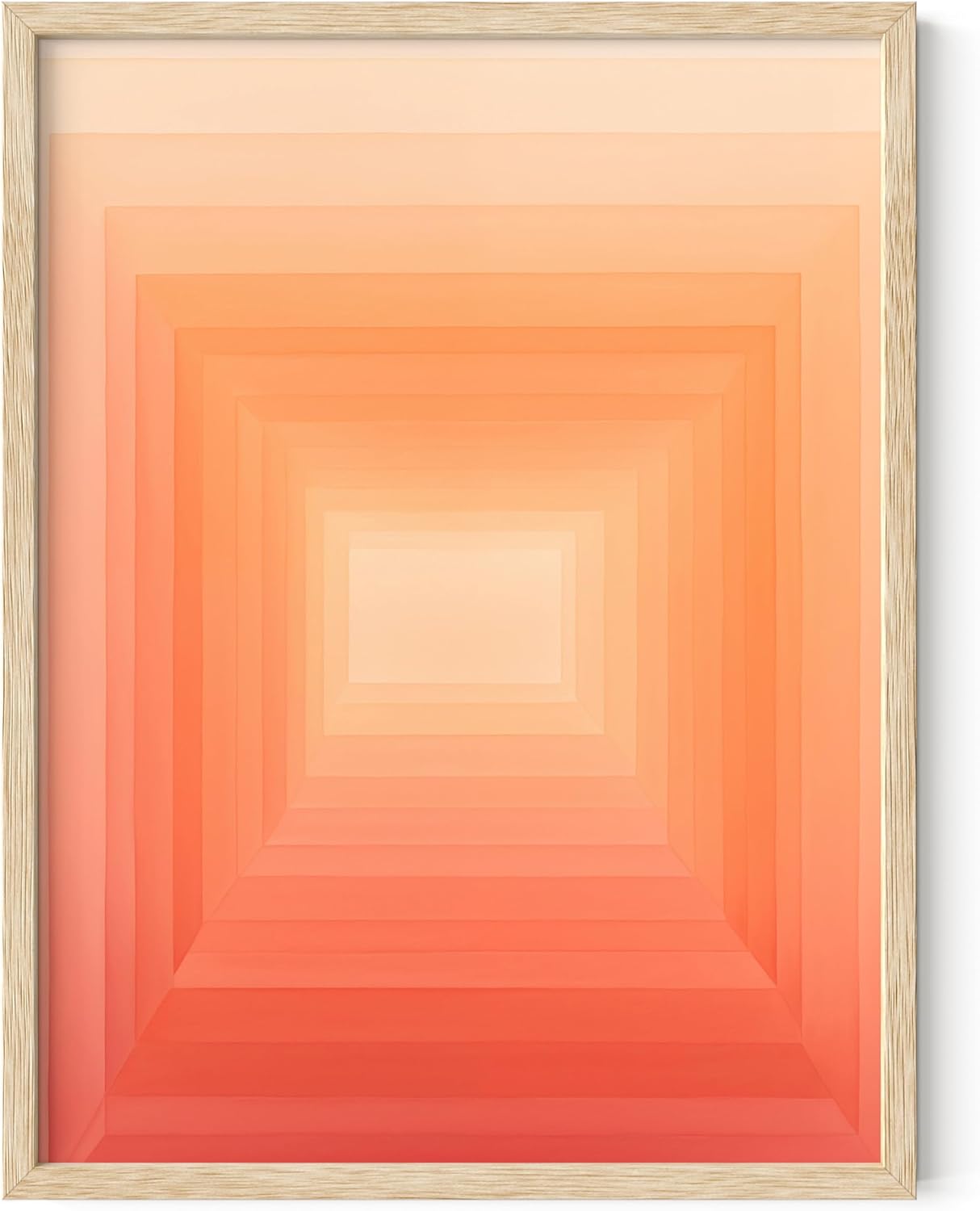 HAUS AND HUES Colorful Abstract Wall Art - Minimalist Retro Picture for Living Room Decor, Red and Pink Modern Wall Art Painting (Pink Geometric 2, Beige Frame, 12x16)