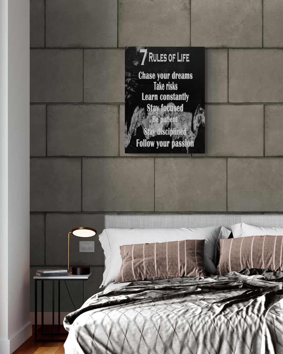 GoForArt Motivational Canvas Wall Art, Famous Quote 7 Rules Of Life Prints Wall Decor, Poster for Office Living Room, Bedroom Dining Room Artwork Home Decoration 12x18in