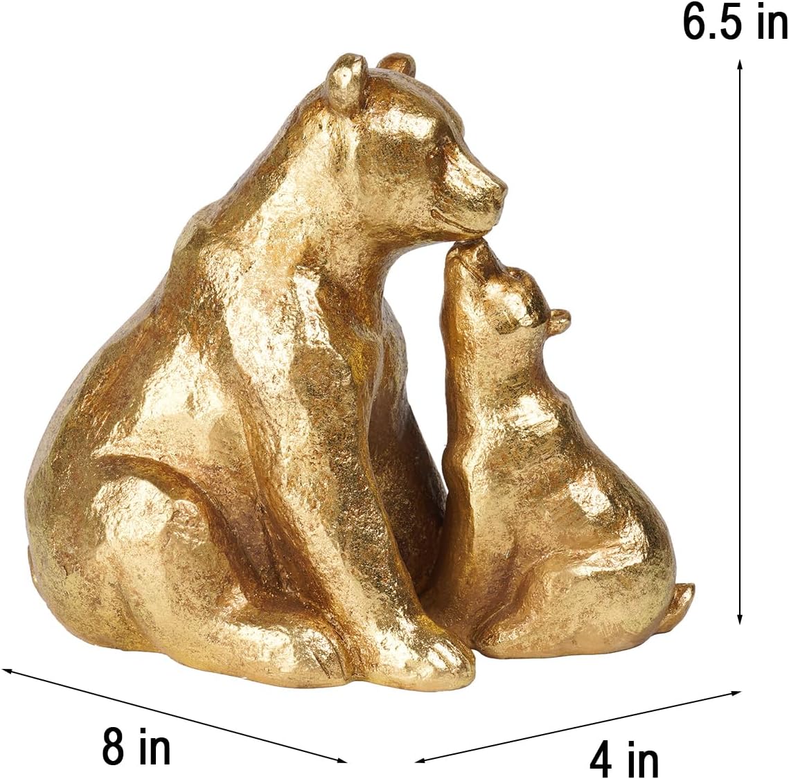 Guichifun Kissing Bear Statues Collectible Figurines - Resin Gold Mother and Baby Bear Statues for Home Decor Modern for Livingroom Bedroom for Mother 8 x 4 x 6.5 Inch