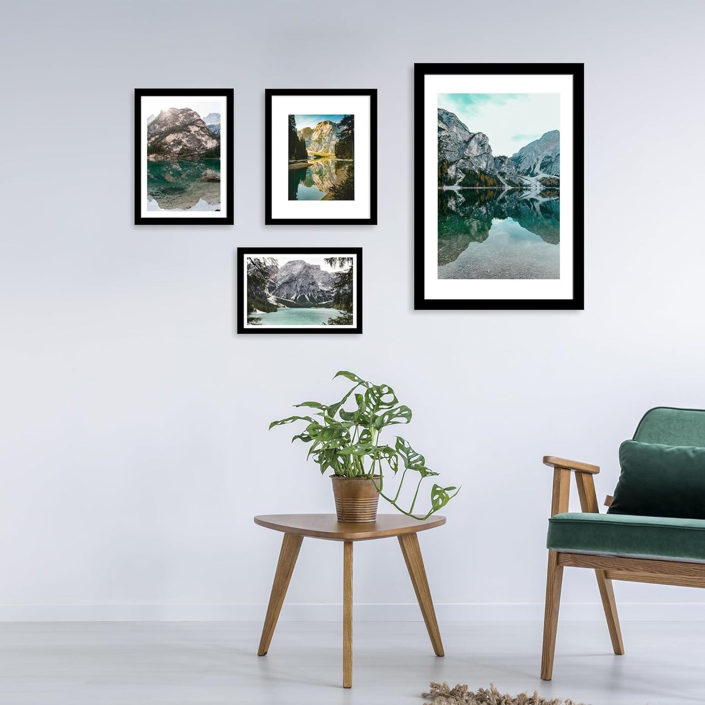 iRahmen 24x36 Poster Frame Set of 2 with Plexiglass, Black Picture Frame Display 20x30 Pictures with Mat or 24 x 36 Without Mat, Wood Photo Frame for Horizontal or Vertical Wall Mounting