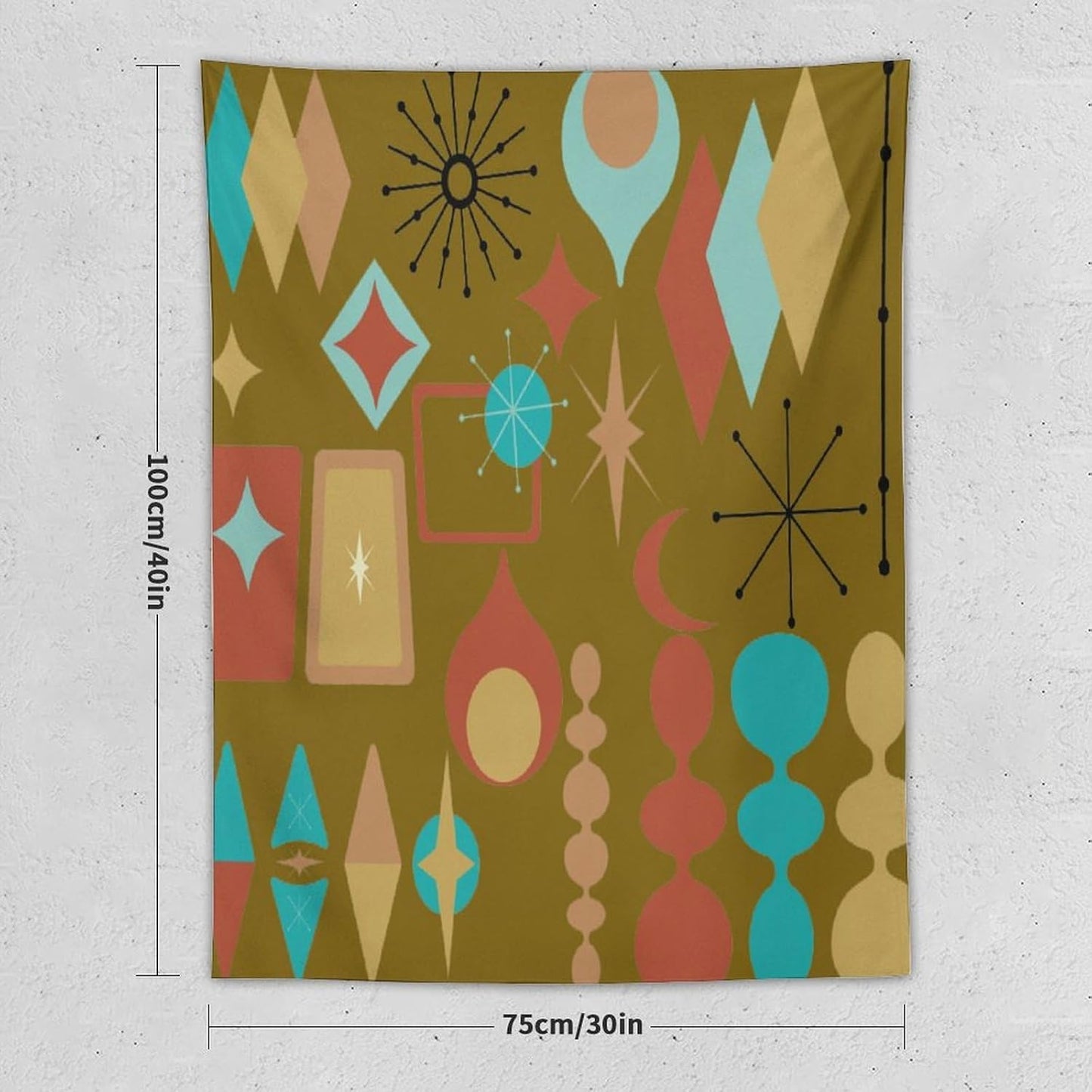 ICMOLYYENLO Boho Medieval Cat Tapestry, Abstract Atomic Starburst Geometric Aesthetic Art Wall Hanging For Bedroom Living Room Dormitory 50x60 Inches