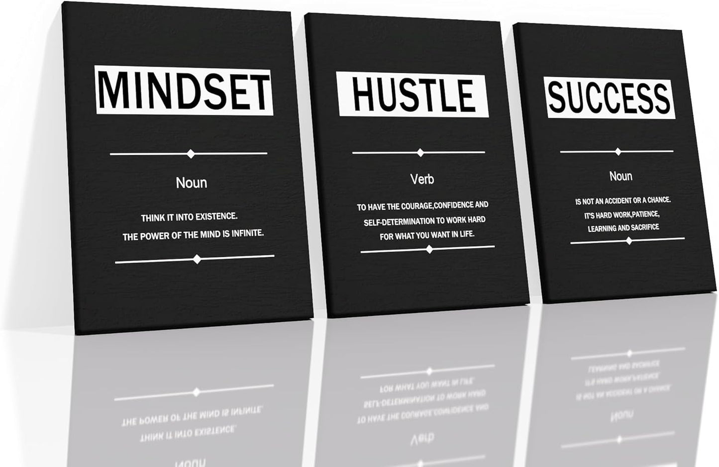 Inspirational Canvas Wall Art Motivational Mindset Success Hustle Entrepreneur Quotes Poster Print Positive Theme Painting Artwork for Bedroom Bathroom Wall Decoration Ready to Hang [36''W x 16''H]