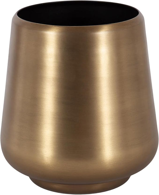 Kate and Laurel Portell Round Indoor Metal Planter Pot, 12 x 12 x 12, Antique Brass, Vintage Circular Planter for Indoor Plants Living Room or Sunroom Decor