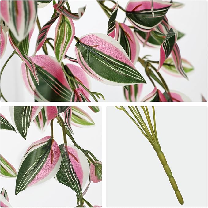 DILATATA Fake Hanging Plants Artificial Hanging Plants 22" Faux Wandering Jew Hanging Leaves Plant for Wall Shelf Home Indoor Outdoor Decor - 5 Pack