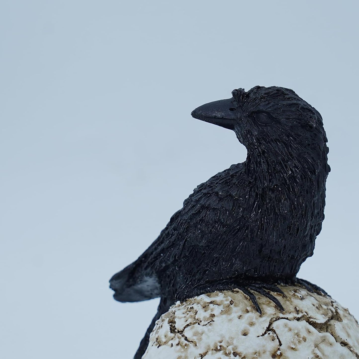 LED Light Raven on Skull Statue - Crow on Skull Figurine Home Decor with LED Light Up Glowing Eyes