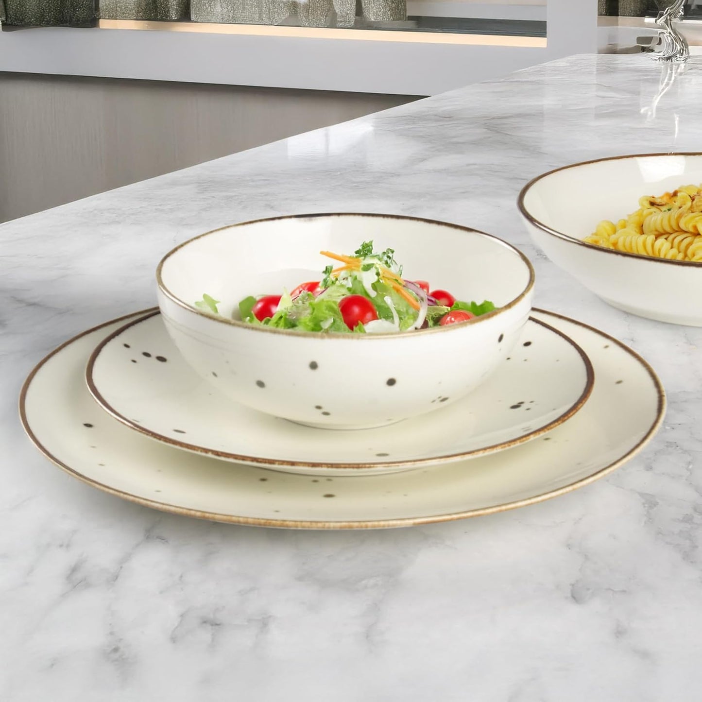 Esfour Round Porcelain Bowls - 20 Ounce - Set of 6 - Microwave, Oven, Dishwasher-Safe, Scratch Resistant, Porcelain Durable Small Dishes Bowls for Cereal, Salad, Pasta, Soup Dessert - Assorted Classic