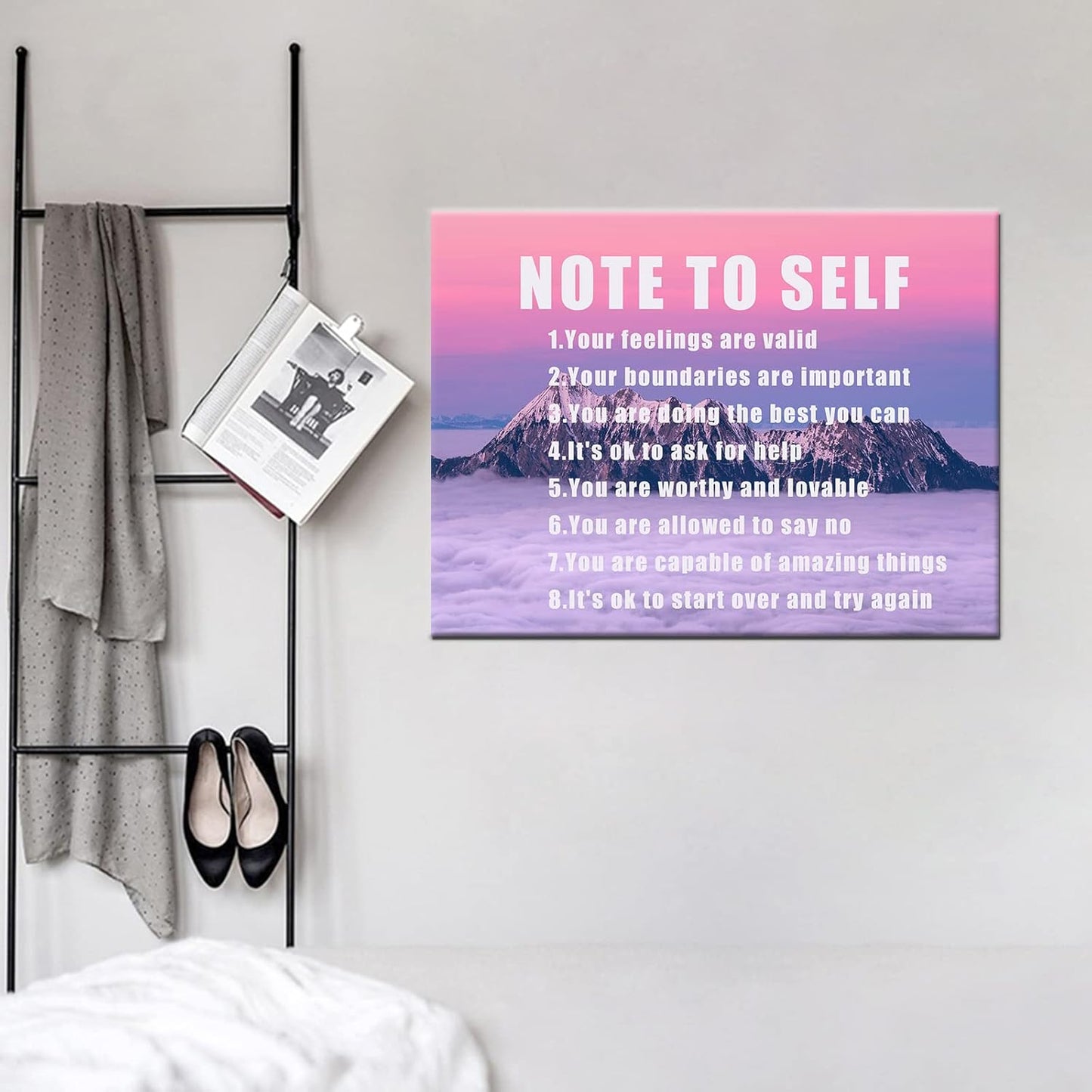 Inspirational Canvas Painting Note to Self Motivational Wall Art Entrepreneur Quotes Poster Prints Wall Pictures for Living Room Home Decor Office Canvas Framed Ready to Hang [18''Wx 24''H]