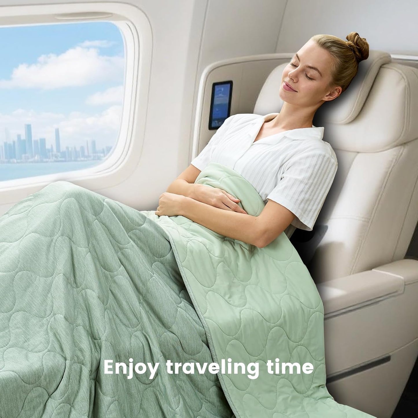 Cozy Bliss Cooling Dual-Sided Blanket for Hot Sleepers, Q-Max>0.46 Lightweight Soft Breathable All Seasons Double Side Cooling Throw for Night Sweats (Sage Green, 80"x90")