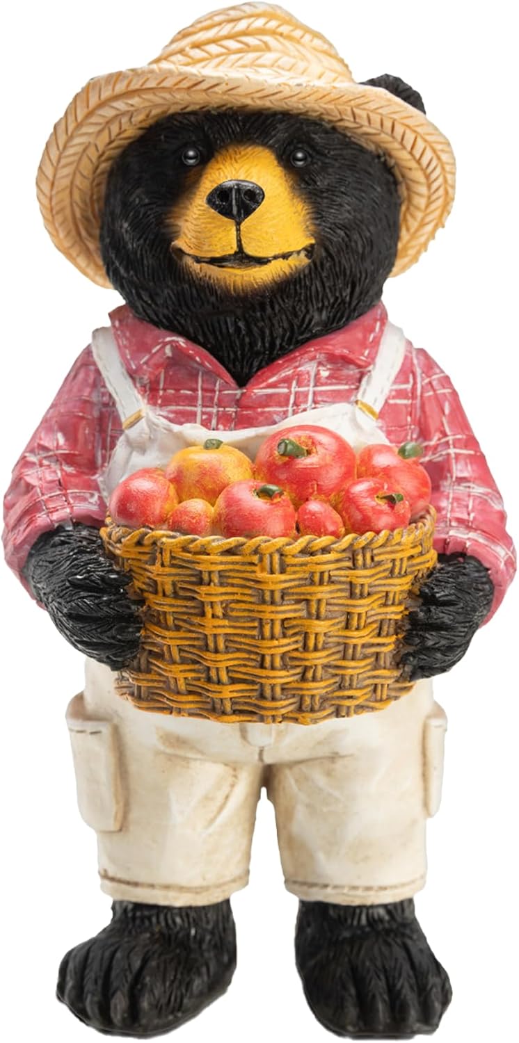 Black Bear Figurine Home Decor Bear Statue,for Office, Desk, and Shelf Decoration,Farmer Themed Birthday Gifts