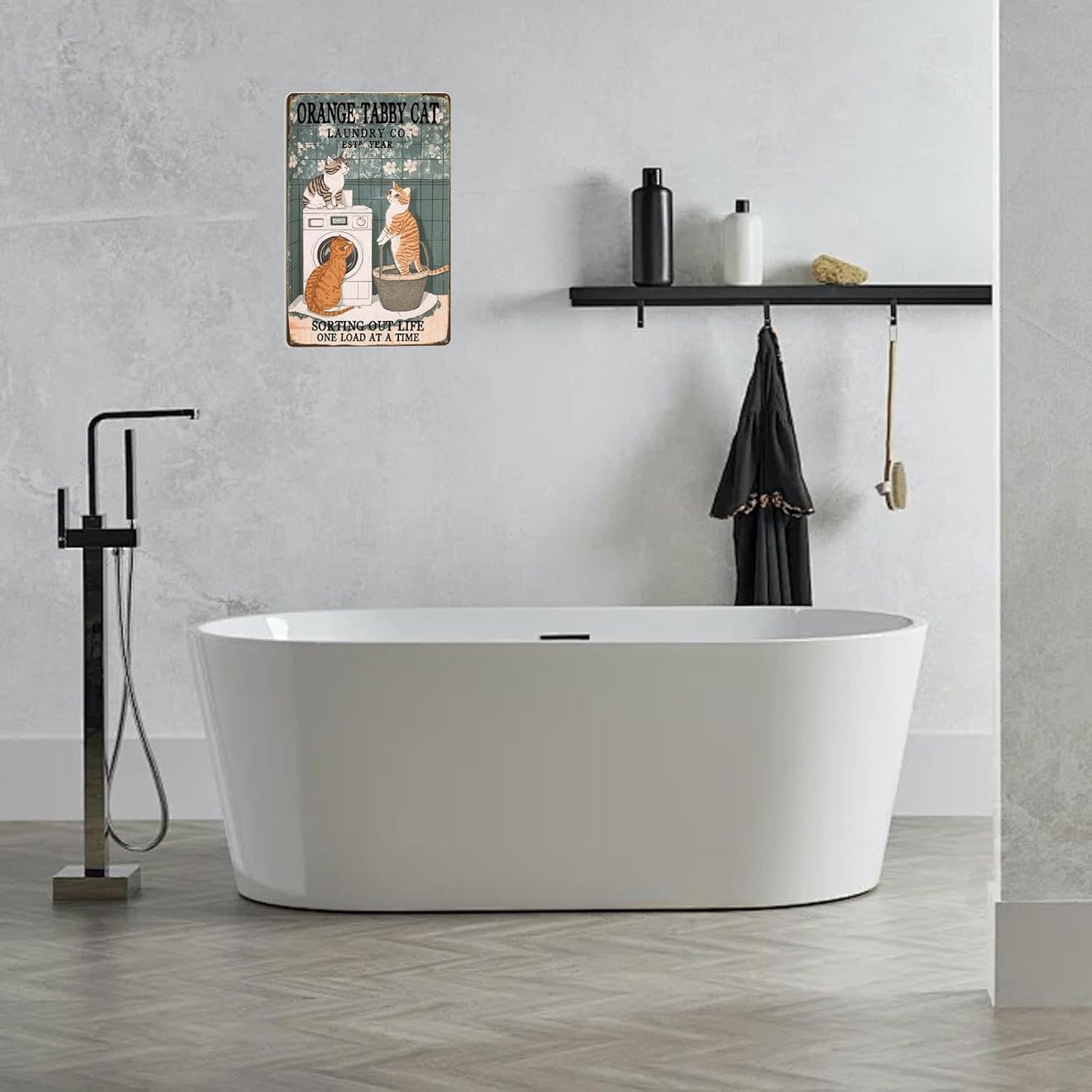 Metal Signs Orange Tabby Cat Laundry Co Est Year Sorting Out Life One Load At A Time Sign Tin Sign Vintage Wall Decor for Bathroom Bar Cafe Bedroom Living Room 12×8 Inch