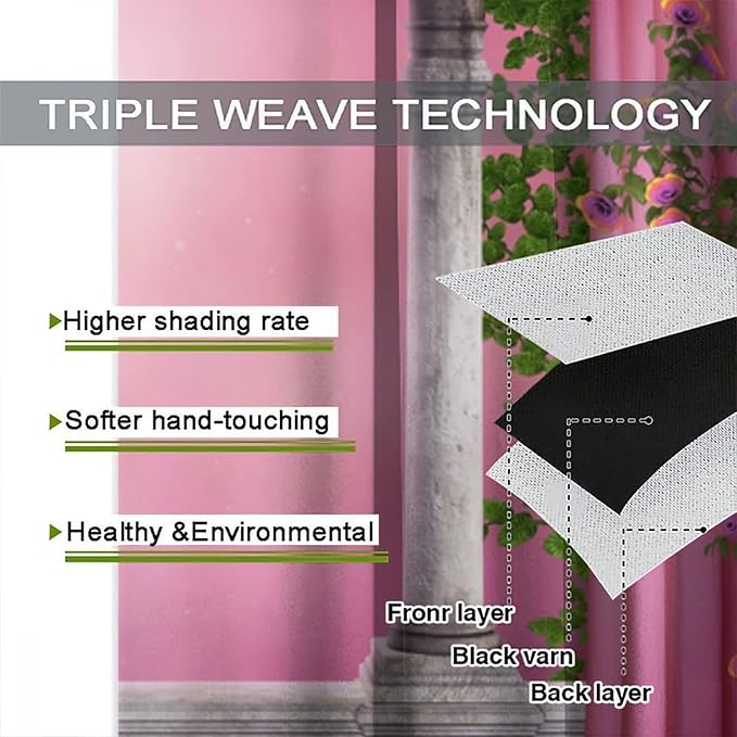 Pink Gothic Blackout Curtains，Vintage Romantic Roses Medieval Castle Pattern Drapes Window 2 Panel Rod Pocket Curtain for Bedroom Living Room Decor 21" W X 54" L