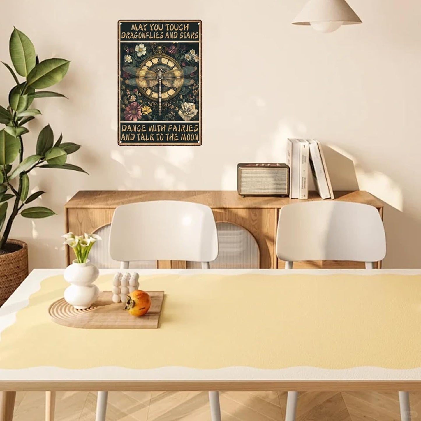 Funny Sign May You Touch Dragonflies And Stars Dragonfly Metal Tin Sign Retro Wall Decor for Kitchen Cafe Garage Gate Bar Garden 12×8 Inch