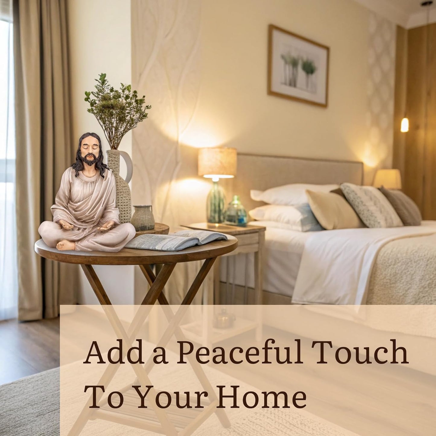 Jesus Statue 12" Natural - Meditation Statue Decor - Jesus Figurine for Any Room - Great Gift for Christians or Spiritual Friends