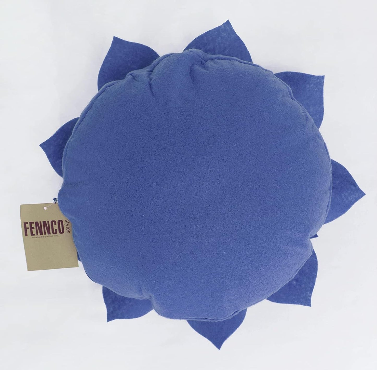 Fennco Styles Handmade 3D Heart-Shaped Petals Flower Decorative Throw Pillow Cover Only - 13" Round Navy Blue Floral Pillow Case for Couch, Home Décor and Holiday, Housewarming Gift