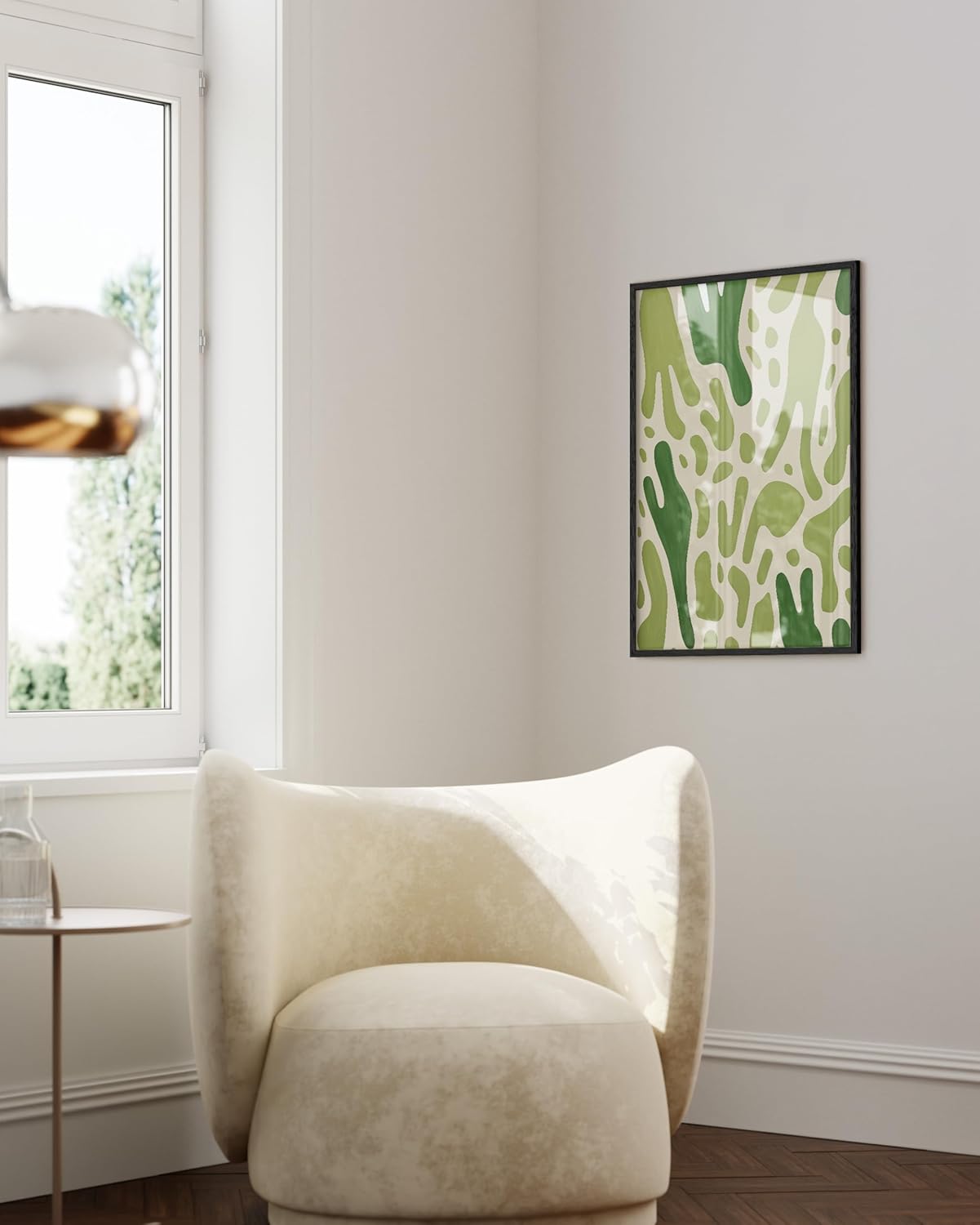 HAUS AND HUES Modern Abstract Wall Art - Blue and Green Living Room Art, Modern Artwork for Walls, Minimalist Picture for Living Room(Green Pattern, Black Frame, 24x36)