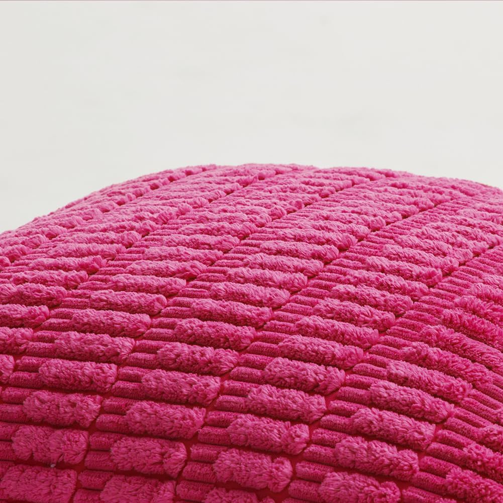 Fancy Homi 4 Packs Boho Hot Pink Decorative Throw Pillow Covers 20x20 Inch for Couch Bed Sofa, Rustic Modern Farmhouse Home Decor, Soft Plush Corduroy Square Cute Cushion Case 50x50 cm