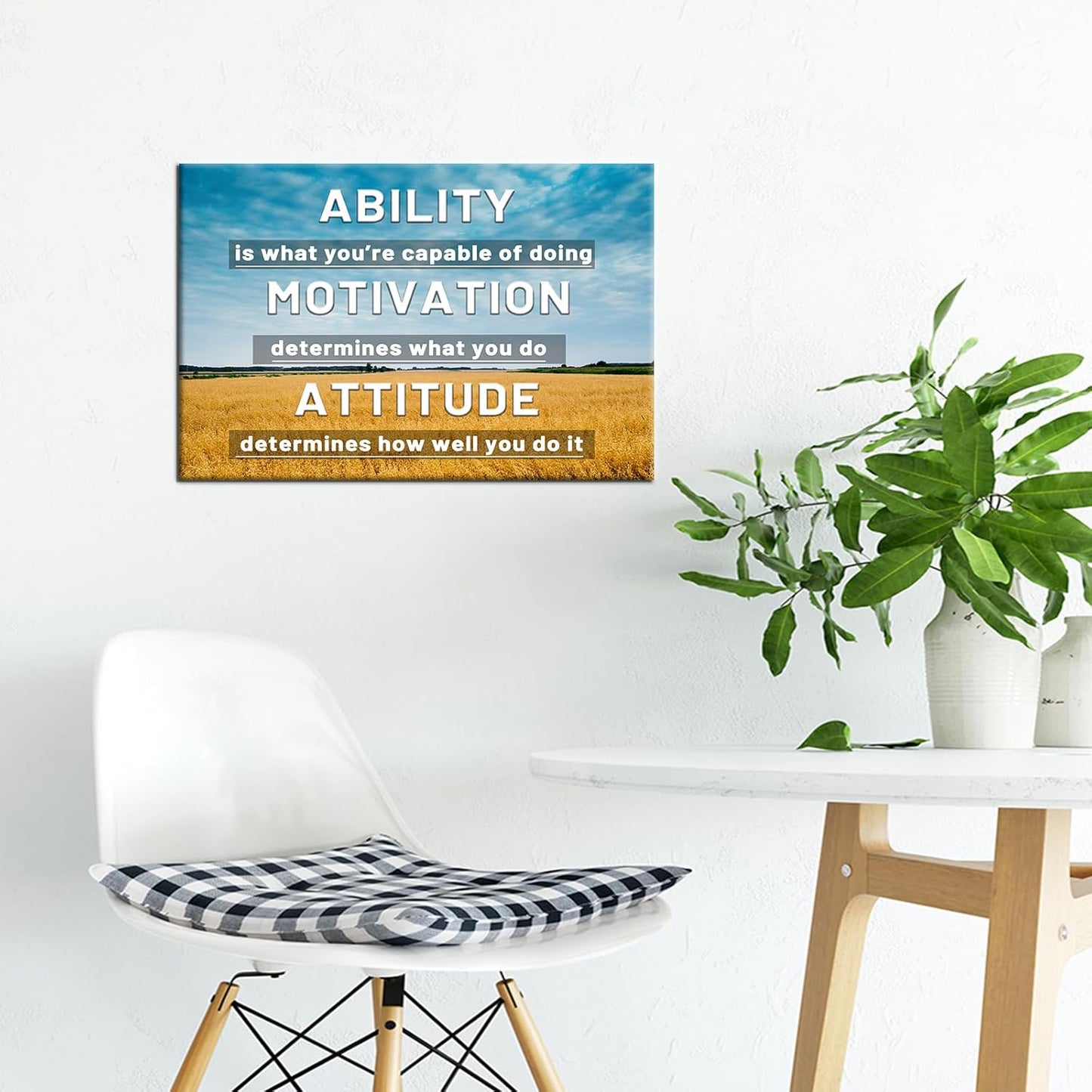 Inspirational Canvas Wall Art Ability Motivation Attitude Entrepreneur Quotes Motivational Office Poster Print Wall Decor Painting Artwork for Bedroom Bathroom Decoration Ready to Hang [18''W X 12''H]