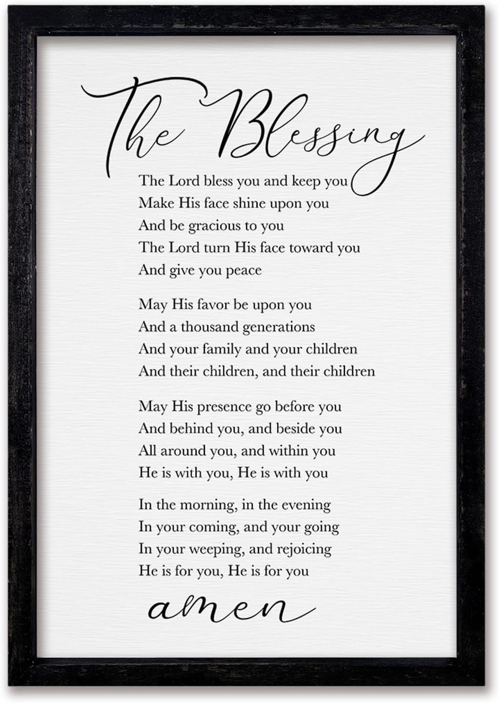 comurdyo The Blessing Bible Verse Wall Art Christian Decor for Home 16"×11" May The Lord Bless You And Keep You Scripture Sign Religious Bible Quotes Wall Decoration Wood Framed Hanging (Black)