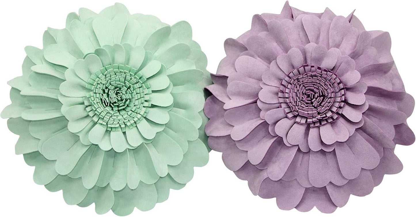 Contempo Lifestyles Flower Pillow – Decorative Pillow 3D Round Throw Pillows for Home Décor – Handmade Sweetheart Flower Pillow for Bed & Couch-Sunflower Pillow - 16 Inch Lilac