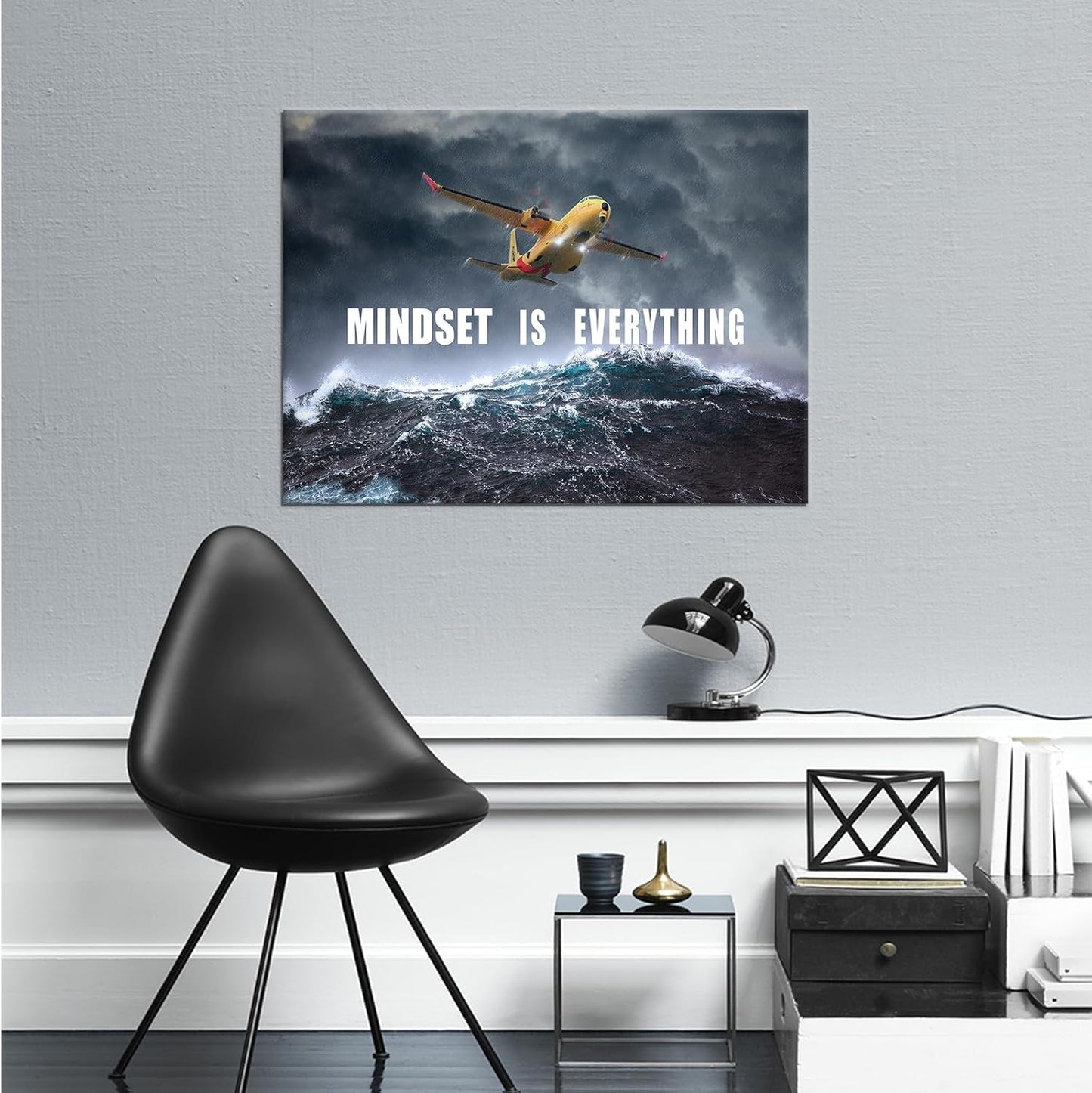 GoForArt Dream Big Motivational Canvas Wall Art, Inspirational Famous Quote Bedroom Living Room Decor, Positive Modern Landscape Mountain Office Dorm Room Poster Print (Airplane, 18.00" x 24.00")