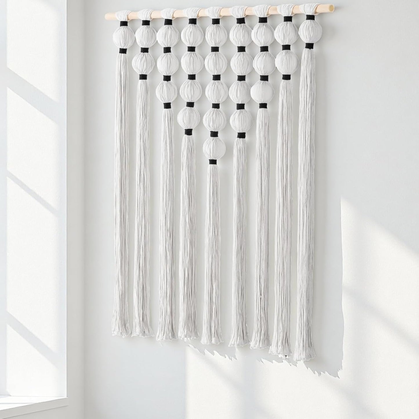 HYVAKUPPA Large Macrame Wall Hanging Boho Woven Tapestry Wall Decor Yarn Art Bohemian Handwoven Sphericity Cotton Textile Tapestry for Living Room Bedroom