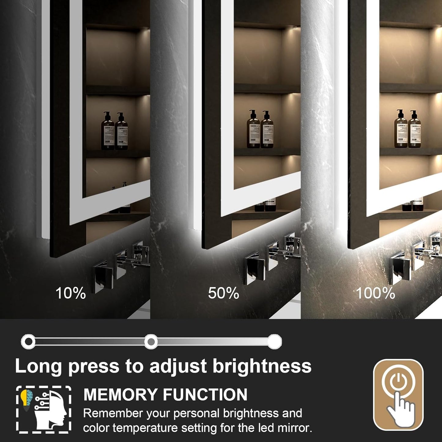 LED Mirror for Bathroom 48x30 Lighted Bathroom Vanity Mirrors with Lights, Brighter Frontlit and Backlit Anti-Fog Mirror, Tempered Glass, Dimmable 3 Colors Light Modes, Memory Function