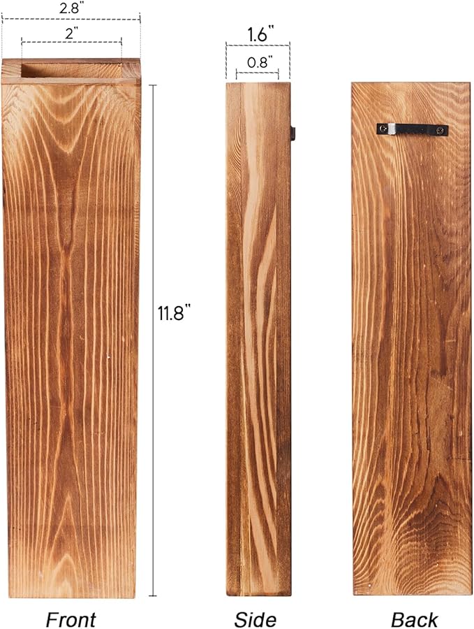 3-Pack Wood Wall Planters with 6 Removable Faux Eucalyptus Stems - Modern Farmhouse Wall Decor for Living Room, Bedroom, Bathroom - Wooden Wall Vases and Fake Eucalyptus for Home Office Decor