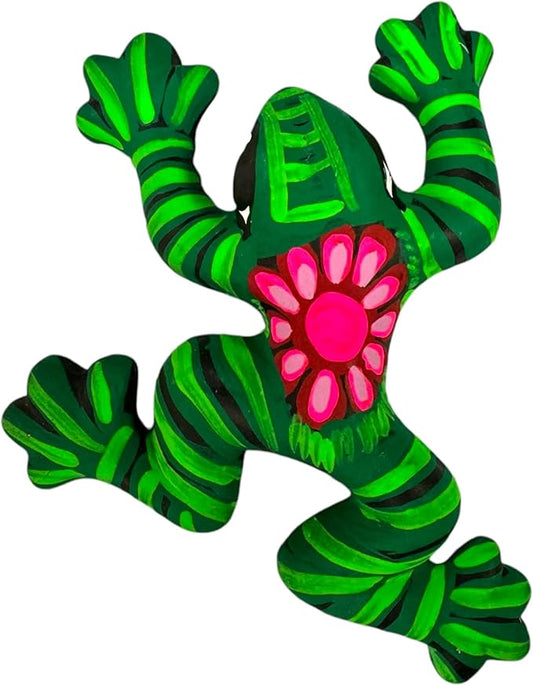 Generic Talavera Frog Guerrero Sculpture Mexican Pottery Folk Art Multicolor Home Decor Handmade Hand Painted Indoor Outdoor Garden 6"" (Multicolor 5)