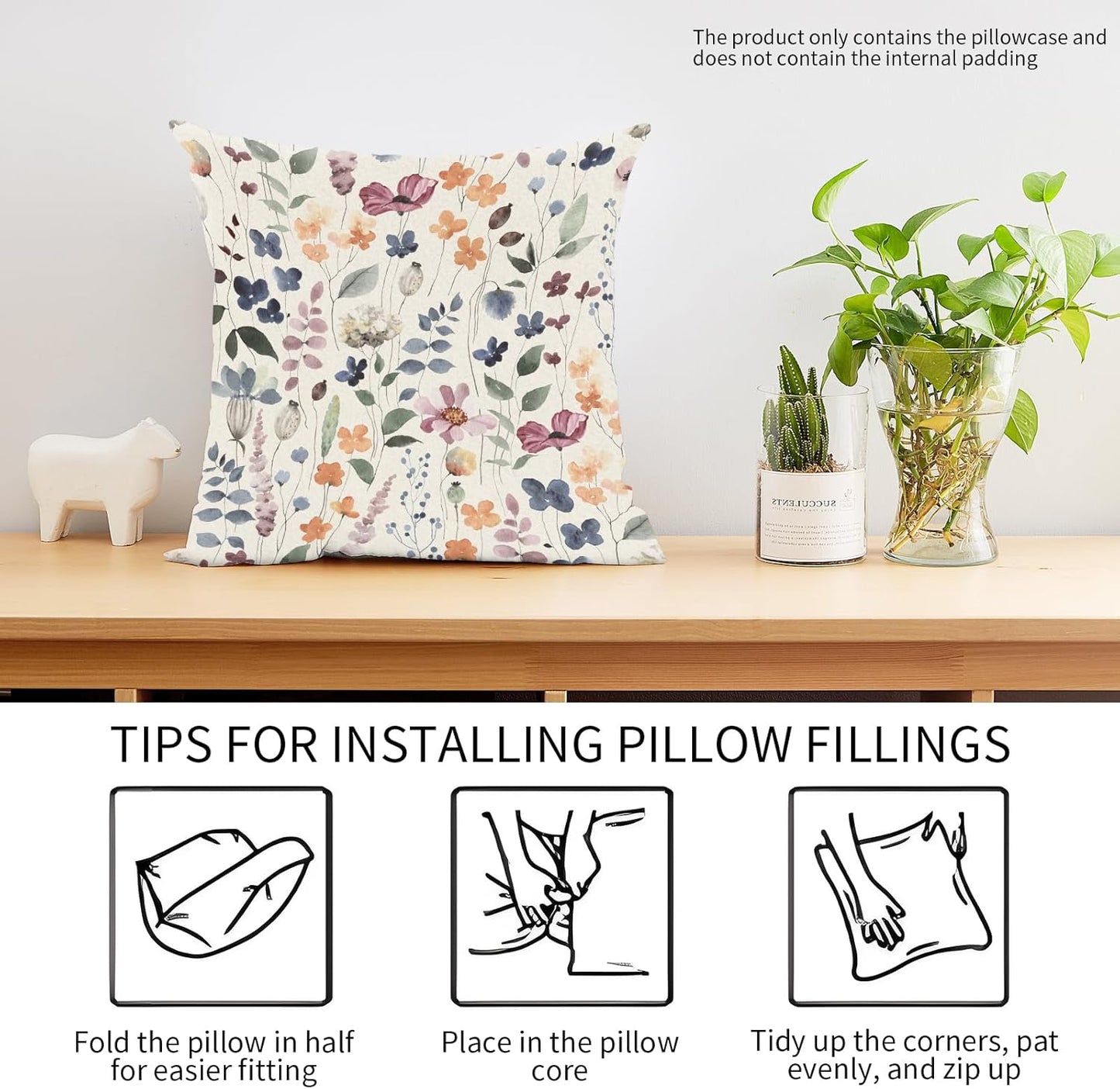 Decorative Throw Pillow Covers 18x18 Inch, Cute Home Decor for Living Room Outdoor Funny Pillowcase Polyester Cushion Case Cute Flowers