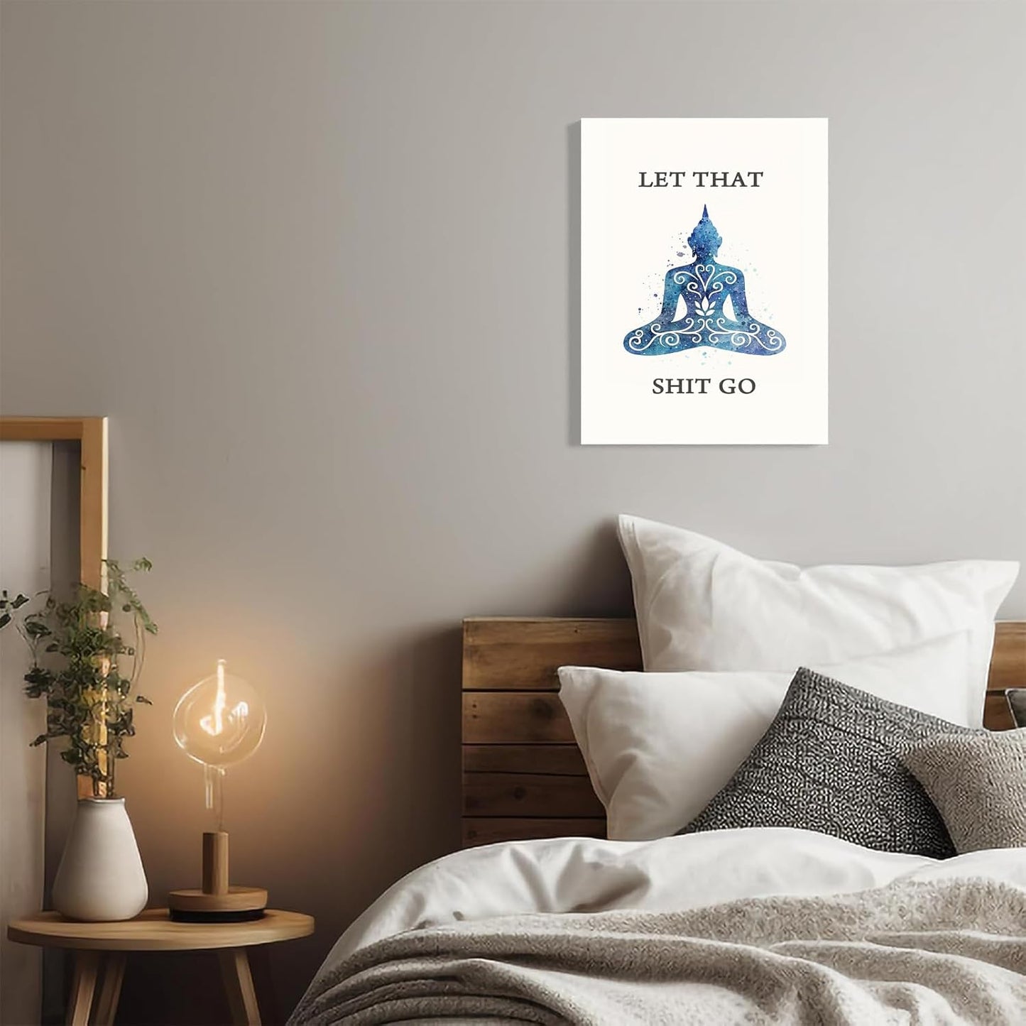 Let That Shit Go Bathroom Quote Canvas Wall Art Modern Art Print Funny Canvas Print and Poster Home Living Office Decor Yoga Room Ready to Hang Framed 16 * 24 Inch