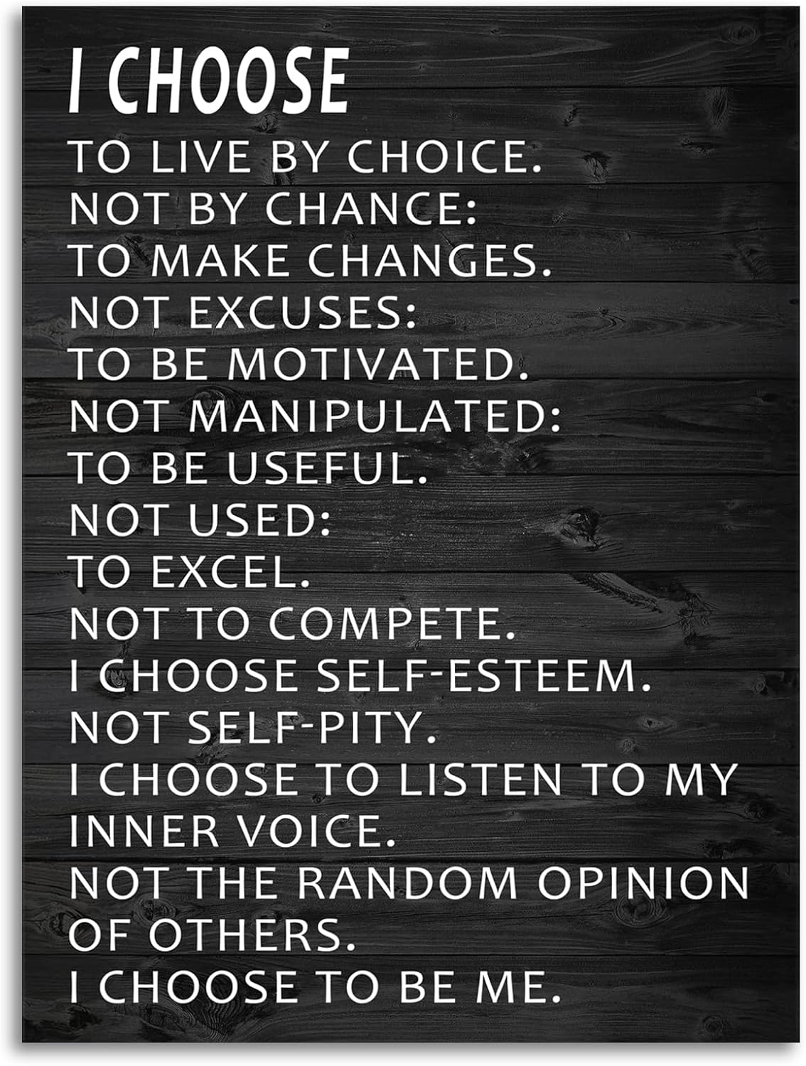 Inspirational Wall Art Pictures Office Wall Decor Motivational Quotes Canvas Painting I Choose to Live by Choice Artwork Framed Home Decor for Bedroom Living Room Ready to Hang[30″W X 40′'H]