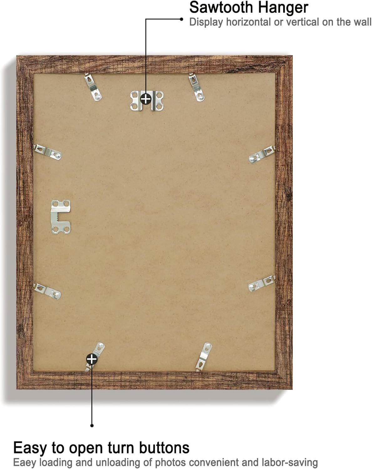 iRahmen 11x14 Picture Frame Set of 4 with Tempered Glass, Rustic Frame Display 8x10 Pictures with Mat or 11 x 14 Without Mat, Wooden Photo Frames for Wall Mounting