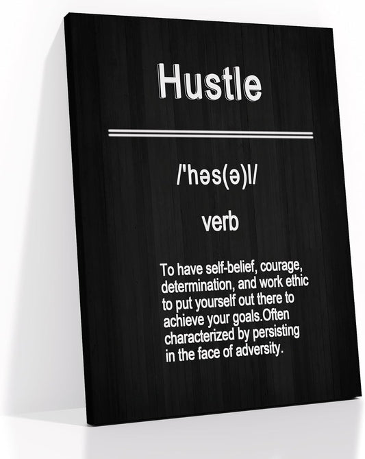 Hustle Motivational Canvas Wall Art Home Decor Entrepreneur Quotes Poster Print Inspirational Theme Picture Painting Artwork for Living Room Workplace Wall Decoration Ready to Hang [30''Wx 40''H]