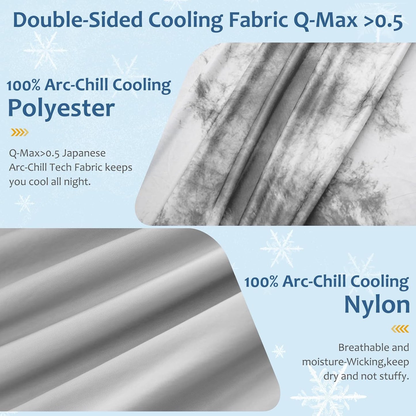 Marchpower Cooling Blanket for Hot Sleepers Queen Size, Double Sided Arc-Chill Cooling Fabric Q-Max>0.5, Cooling Blanekt for Hot Flashes and Night Sweats, Cool Blanekt Cold Blanket for Summer Blue