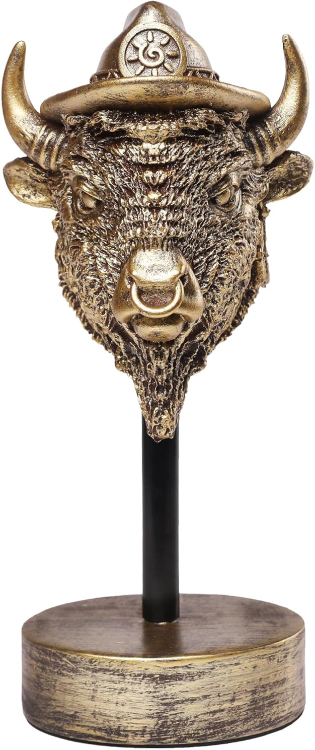 Handcrafted Resin Sculpture (Buffalo)- Statue Decoration Modern Home Decor Accent, Trending Living Room & Office Decor, Elegant Tabletop & Shelf Decor for Desk, Bookshelf, Nightstand