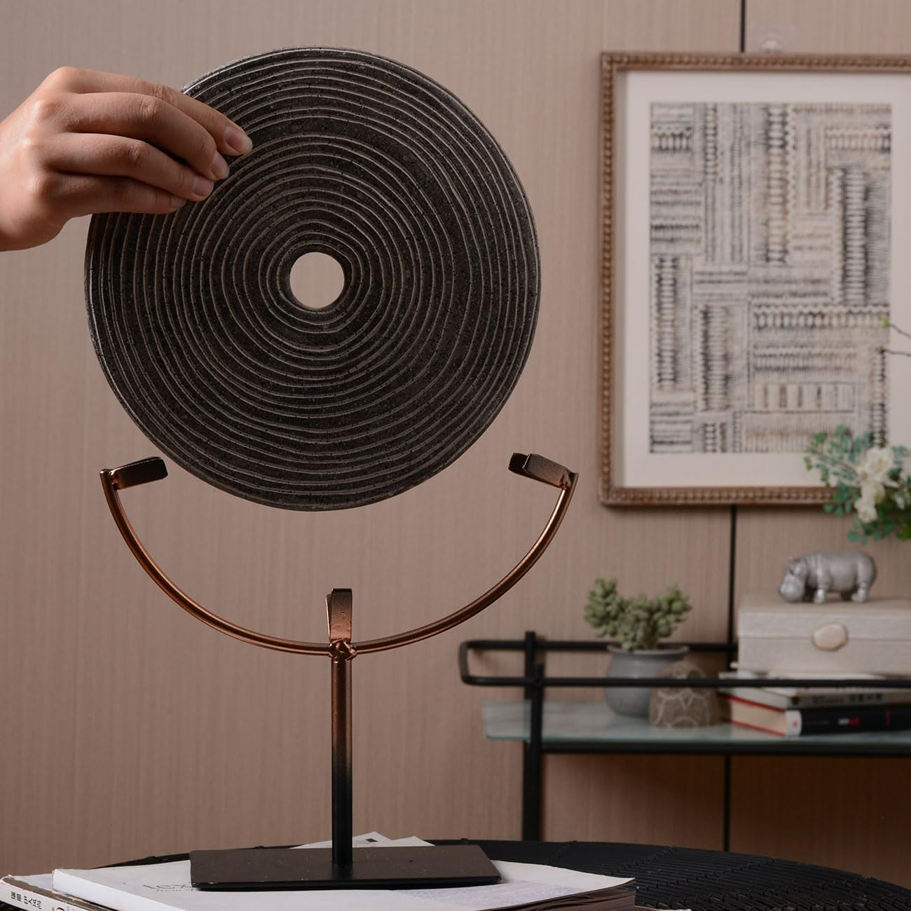 HAUCOZE Modern Sculpture Decor Abstract Statue Figurine Screen Arts Gifts Bookshelf Crafts Polyresin 13.5 inch