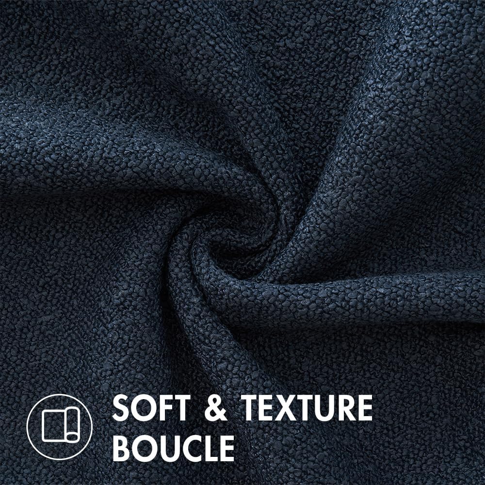 MIULEE 20x20 Inch Decorative Pillow Covers for Couch Bed Set of 2 Textured Boucle Neutral Winter Throw Pillows Navy Blue Accent Solid Cushion Pillowcases Sofa Livingroom Home Decor