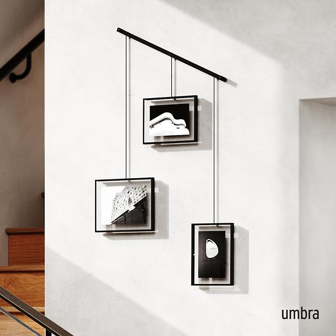 Umbra Exhibit Picture Frame Gallery Set Adjustable Collage Display for 5 Photos, Prints, Artwork & More (Holds Two 4 x 6 inch and Three 5 x 7 inch Images), Black