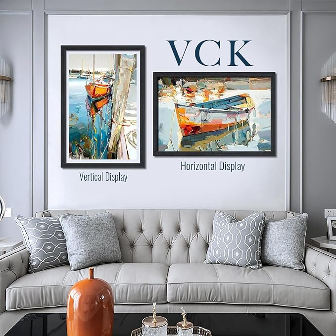 VCK 20x30 Poster Frame Black Oak - 3 Pack, Exclusive Natural Textured Solid Wood Picture Frame, Horizontal and Vertical Formats for Wall with Included Hanging Hardware