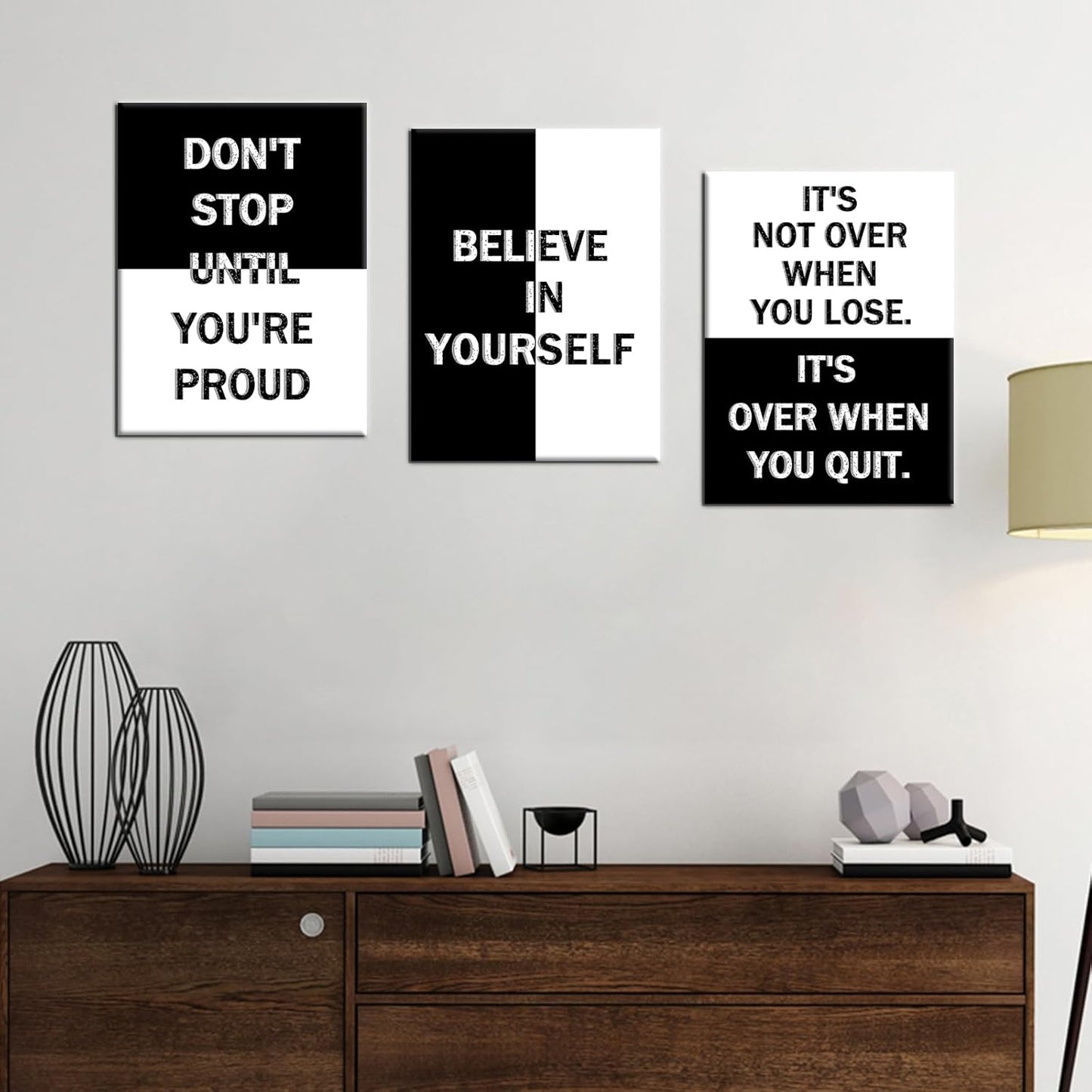 Inspirational Canvas Wall Art Simple Black and White Motivational Poster Print Office Decor Picture Painting Artwork for Modern Home Bedroom Bathroom Wall Decoration Ready to Hang [36''W x 16''H]